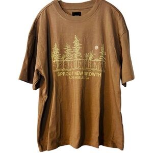 PacSun Men’s L Tan Graphic Tee Shirt "Sprout New Growth Los Angeles CA" NWOT New